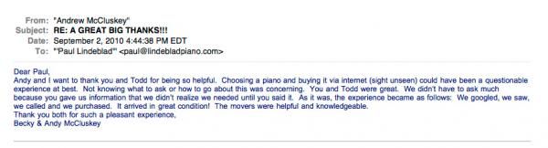 Letter from Becky and Andy McCluskey